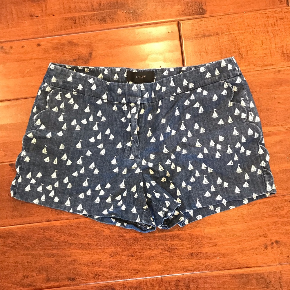 J. Crew Chambray Scalloped Sailboat Print Short 4